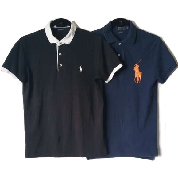 2 Iconic Mesh Cotton Polo Shirts S Custom Slim Fit - Picture 1 of 12